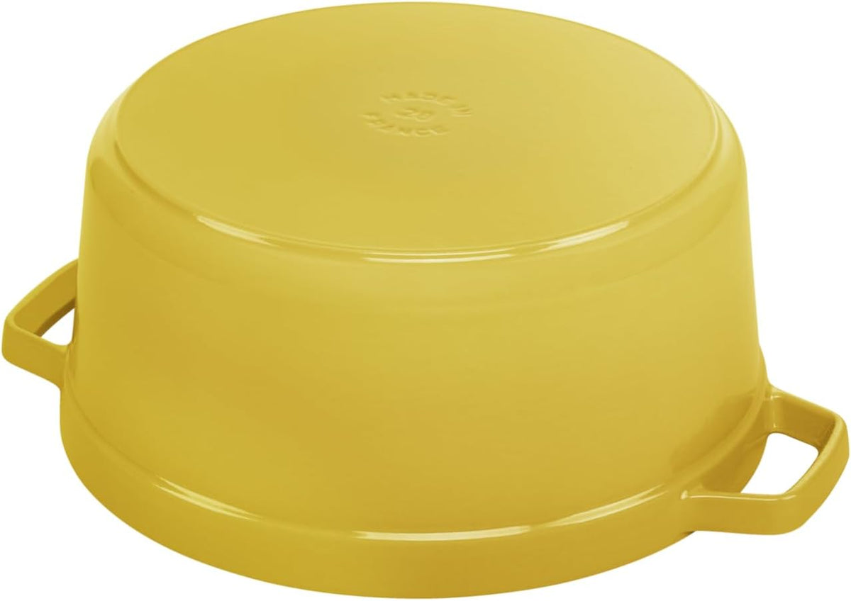 STAUB Enamelled Cast Iron Casserole Dish with Lid, Suitable for All Heat Sources Including Induction, 5 to 7 People, Round, 28 cm, 6.70 L, 7 kg, Lemon