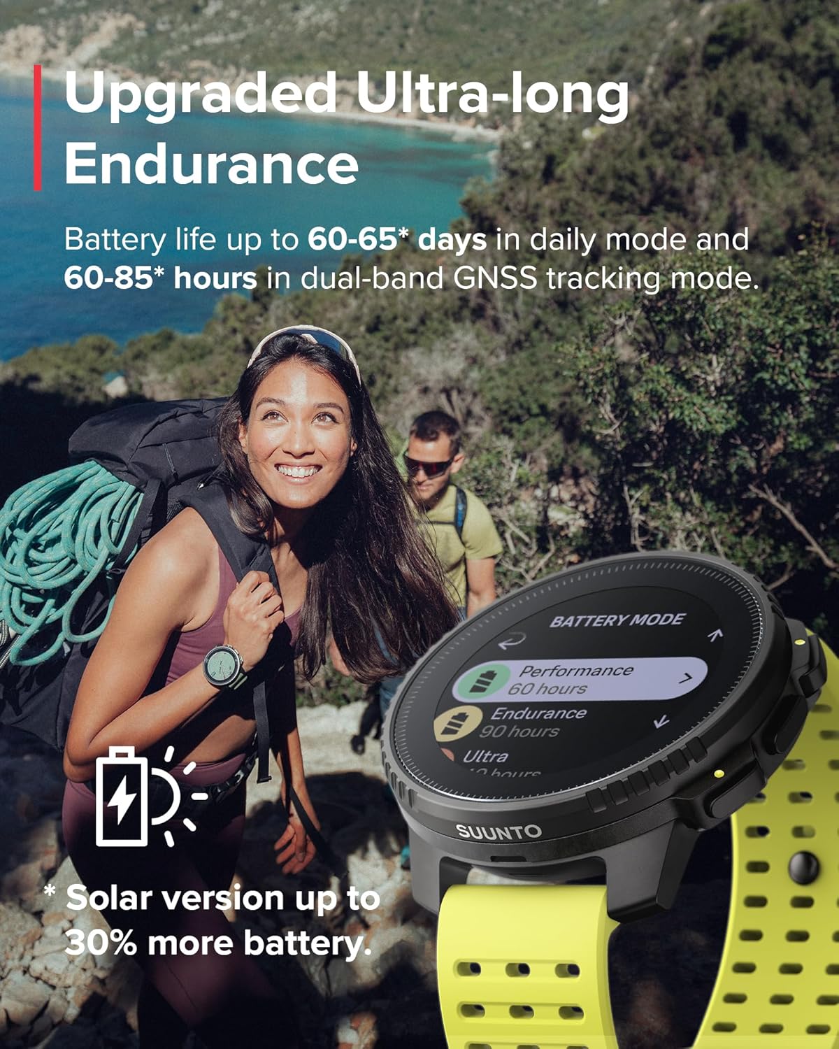 SUUNTO Vertical GPS Adventure Watch, Activity Tracker w/Dual-Band GNSS & Offline Maps, Supports 95+ Sports, Training Metrics & Recovery Insights, Solar Charging Opt. for 1yr Daily Use
