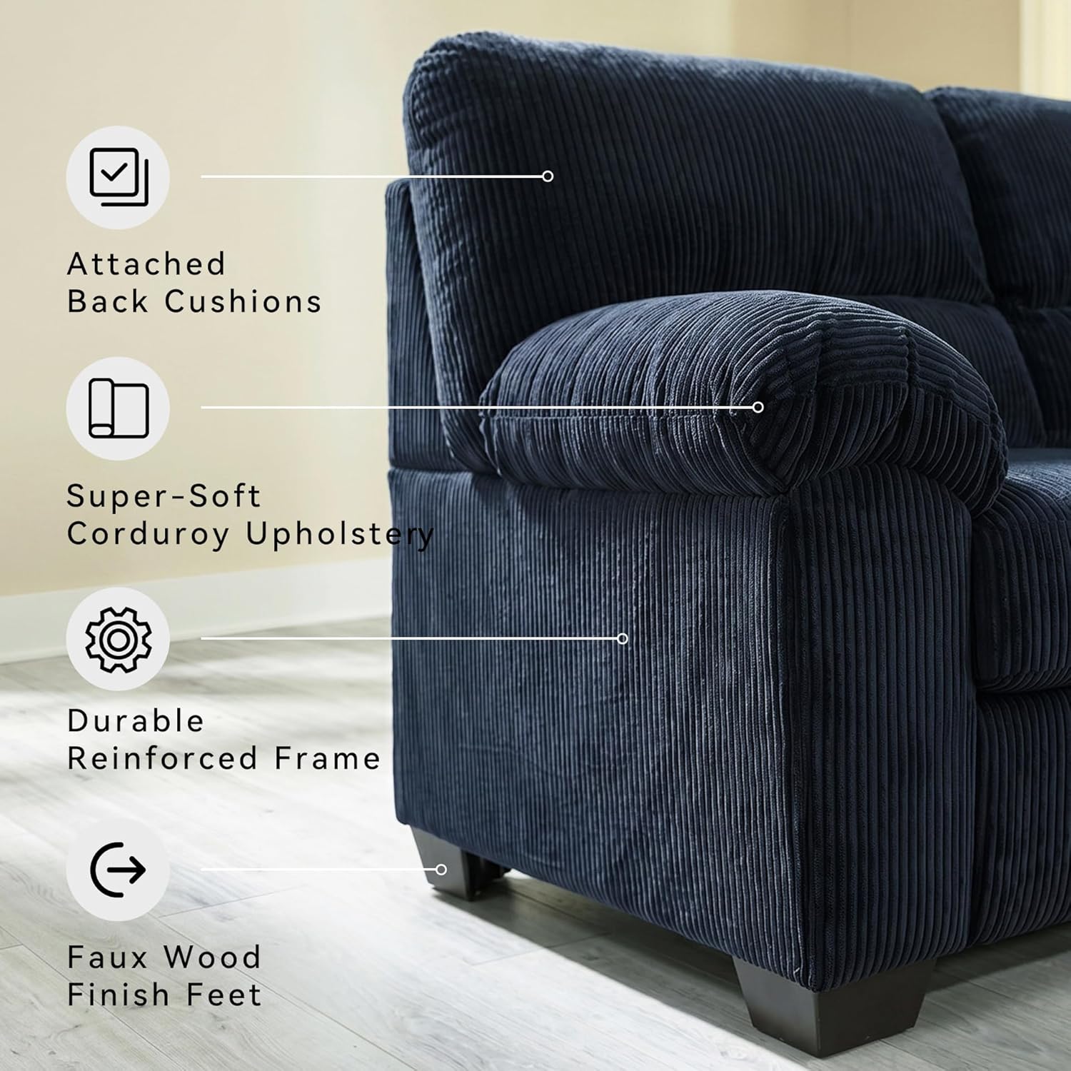 Signature Design by Ashley SimpleJoy Contemporary Sofa for Living Room, Blue