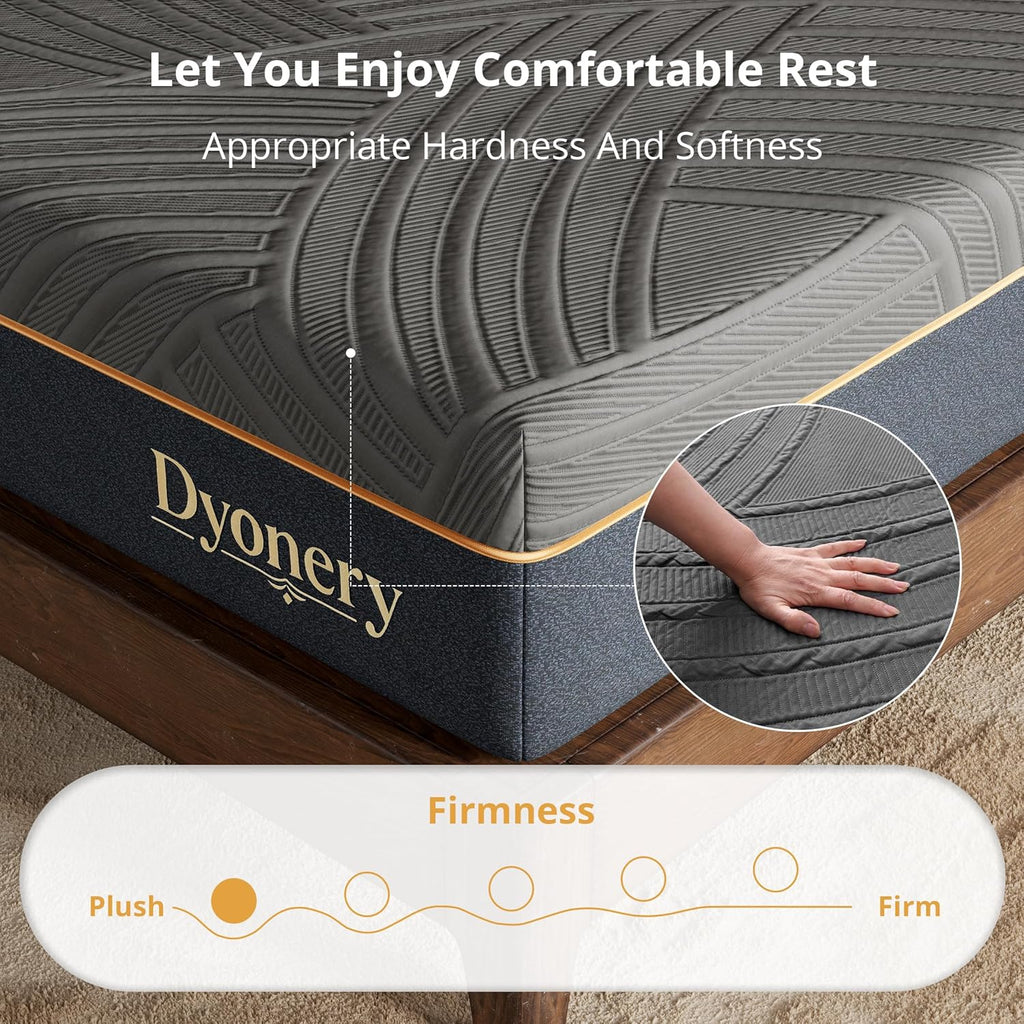Dyonery Twin XL 12 Inch Cooling Copper Gel Memory Foam Mattress - Fiberglass Free, Back Pain Relief, Foam Made in USA, Firm