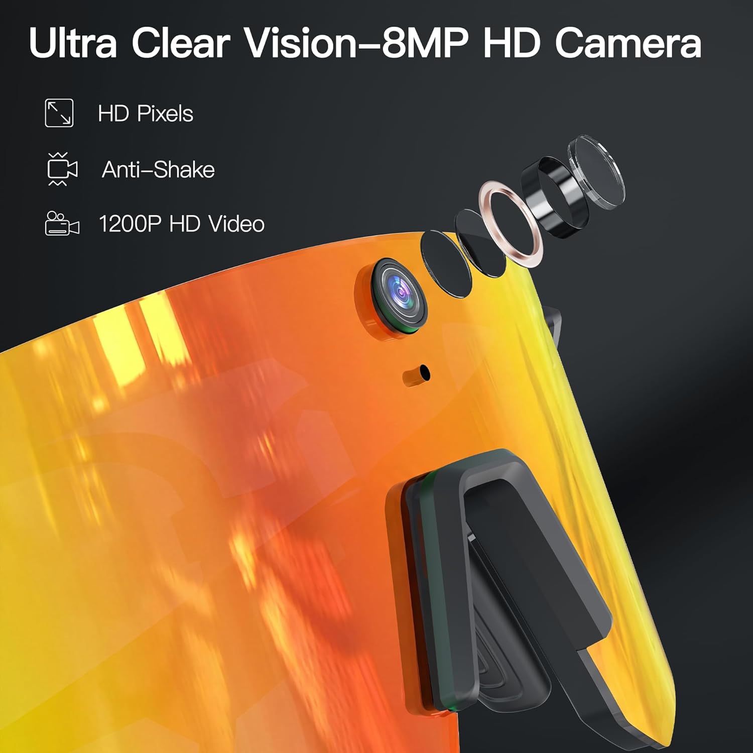 Sport AI Smart Glasses with Camera and EIS Stabilization, Bluetooth 8MP HD Camera 1200P Video Recording, AI Voice Assistant Photo Recognition, Real-Time Translation, Polarized Lenses Sunglasses