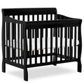 Dream On Me Aden 4-in-1 Convertible Mini Baby Crib, GREENGUARD Gold & BSA Certified, Sustainable Pinewood, Non-Toxic Finish, 3 Mattress Heights, Converts to Mini Day & Twin-Size Bed - Black