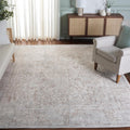 SAFAVIEH Evoke Collection Area Rug - 9' Square, Ivory & Taupe, Distressed Design, Non-Shedding & Easy to Clean, Ideal for Living Room, Bedroom, Dining Space (EVK256E)