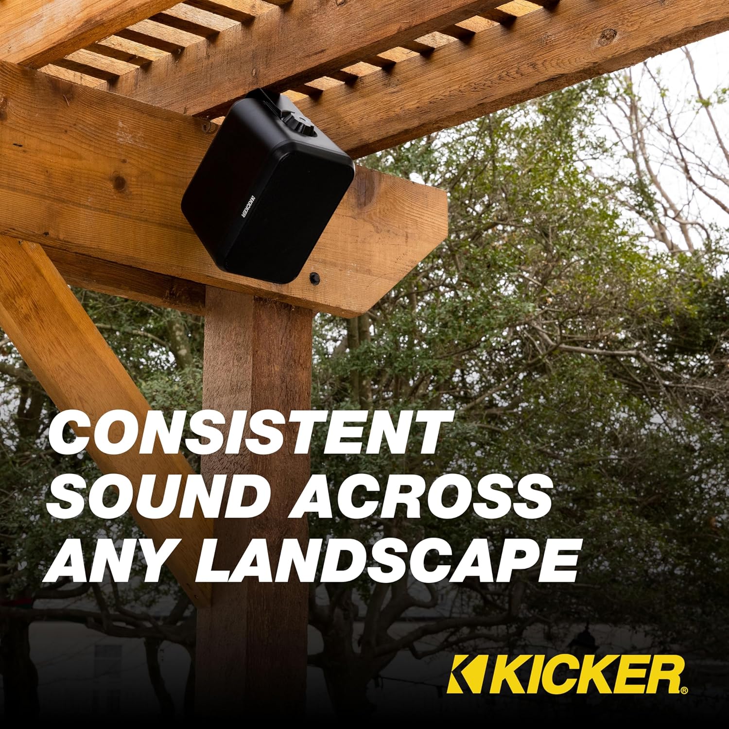 KICKER Outdoor Audio 8″ Indoor Outdoor Speakers (52OA8B) – Weatherproof, UV-Resistant Wall or Ceiling Mount Speakers with Polyethylene-Mica Woofer Black