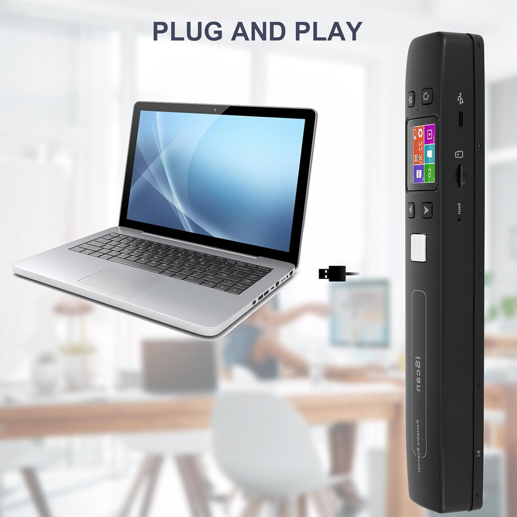 Portable Document Scanner - Upgrade Support WiFi & Rechargeable Handheld Portable Scanner Photo Scanner Mobile Scanner Handy Scan, JPG/PDF Format, UP to 1050 DPI, with 16G SD Card