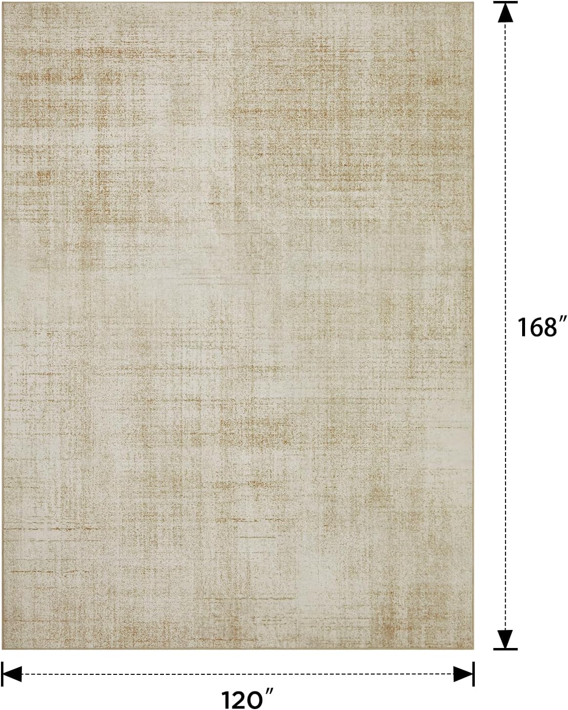 Joydeco 10x14 Area Rugs for Living Room, Non Slip Machine Washable Vintage Rug, Low Pile Chenille Print Rugs for Bedroom, Dining Room, Home Office, Pet & Child Friendly, Beige