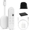 Google Chromecast with Google TV - Streaming Entertainment with Voice Search - Watch Movies, Shows, and Live TV in 4K HDR Streaming Media Player - Includes Pouch and Cleaning Cloth - Snow