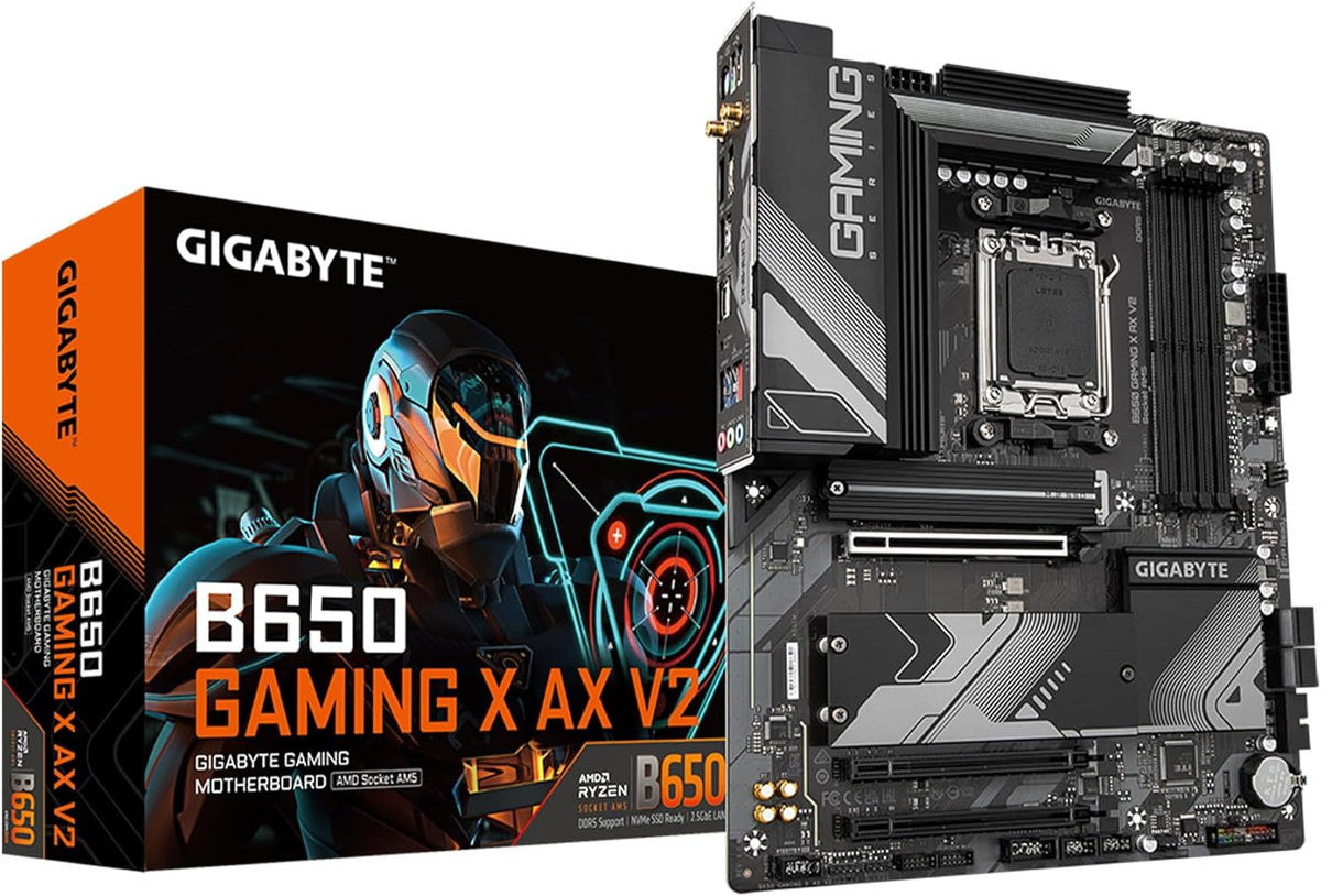 GIGABYTE B650 Gaming X AX V2 (rev. 1.0) AM5 LGA 1718 AMD B650 ATX DDR5, Triple M.2, PCIe 5.0, USB 3.2 Gen2x2 Type-C, AMD Wi-Fi 6E, Realtek 2.5GbE LAN (Renewed)