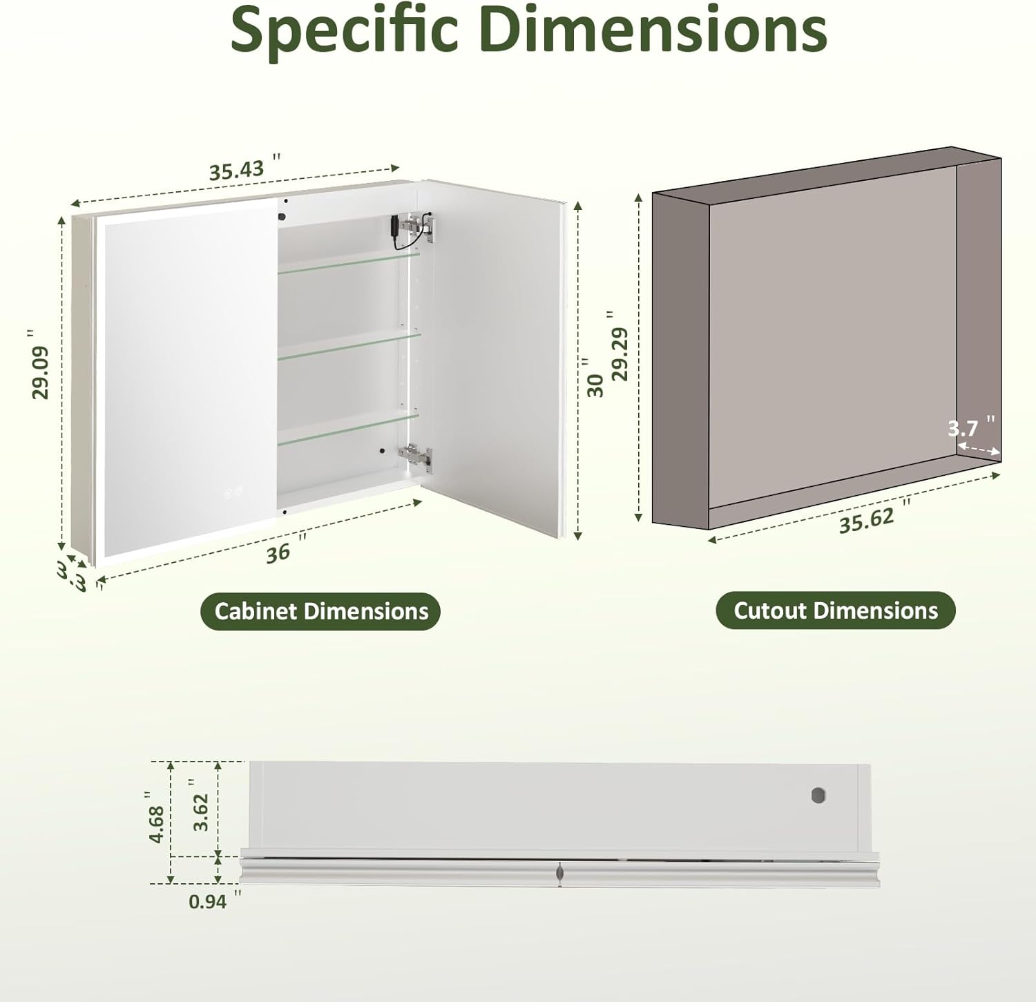LED Medicine Cabinet Mirror 30x36 IN, Lighted Medicine Cabinet with 3-Colors Dimmable Light, Defog, Medicine Cabinet with Light Built-in 2-Compartment, Sensing Light, 2 Outlets, Recessed or Wall Mount
