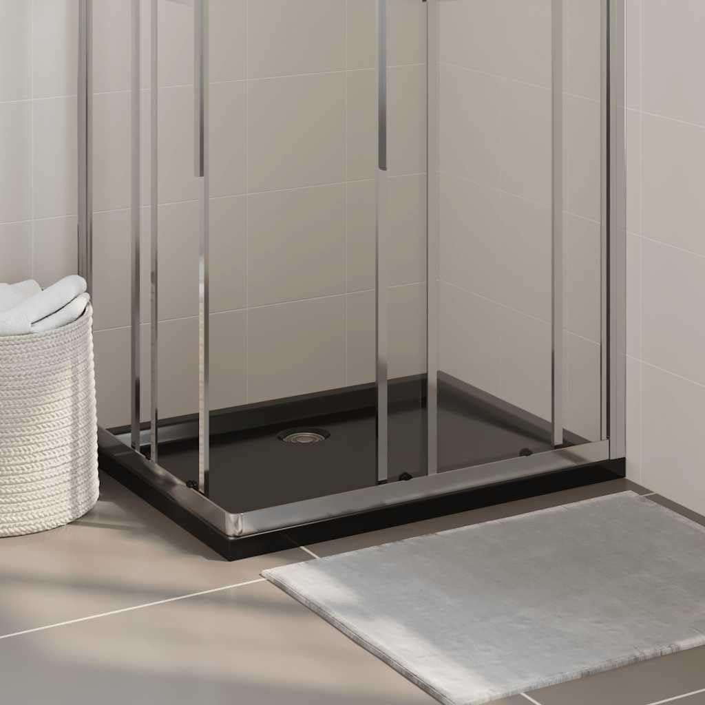 vidaXL Rectangular ABS Shower Base Tray Home Indoor Bath Bathroom Hardware Fixture Plumbing Low Threshold Shower Tray Bath Pan Base Black 27.6"x35.4"