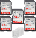 SanDisk 64GB Ultra SDXC UHS-I Class 10 Memory Card 140MB/s U1, Full HD, SD Camera Card SDSDUNB-064G (5 Pack) Bundle with (5) GoRAM Plastic Cases