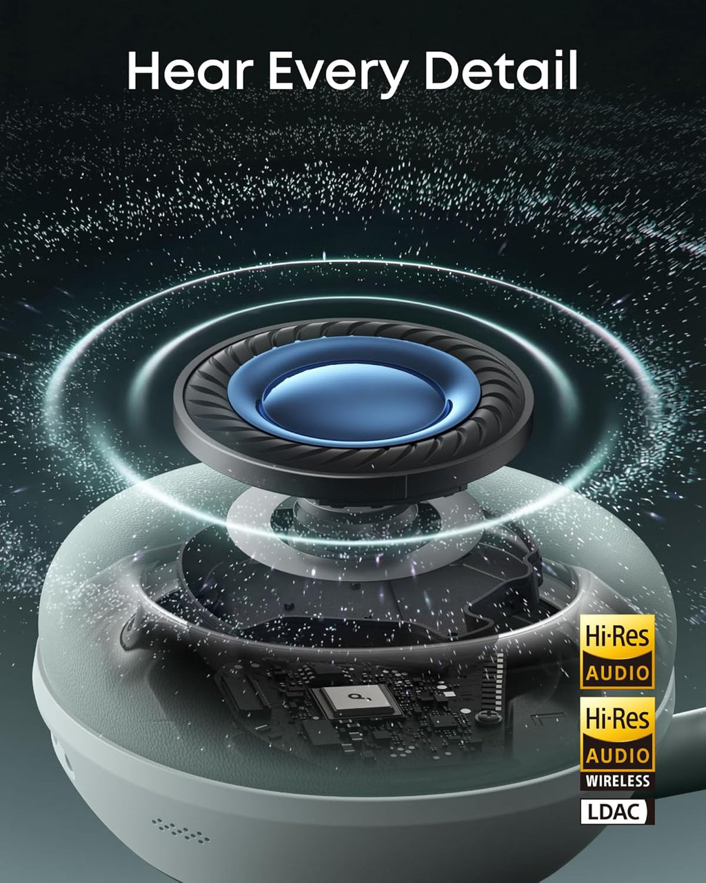Soundcore Space 2 by Anker, Active Noise Cancelling Headphones with Protective Case, Comfortable Fit, 50H Playtime, LDAC Hi-Res Wireless Audio, Dual Connection, Clear Calls, Bluetooth 6.1, Nap Mode