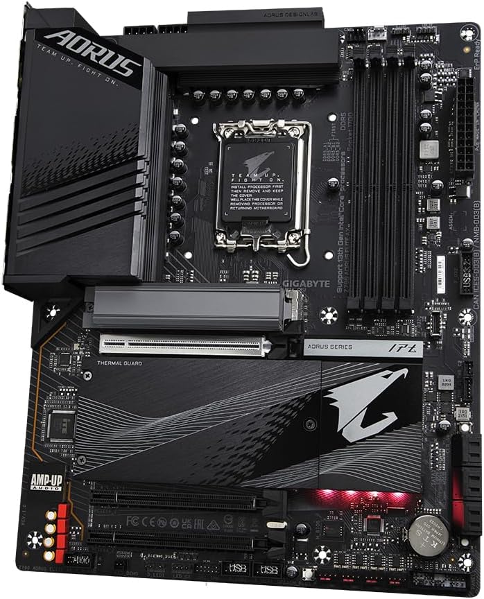 GIGABYTE Z790 AORUS Elite AX 1.0 Intel LGA 1700 ATX Motherboard, 4X DDR5~128GB, 3X PCI-E x16, 4X M.2, 6X SATA, 5X USB 3.2, 1x USB-C, 4X USB 2.0