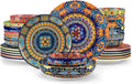 vancasso 24-Piece Dinnerware Sets,Plates & Bowls Sets Service for 6, Bohemian Porcelain Dishes Set for 6, Kitchen Dinner Set,Microwave & Dishwasher Safe, Scratch Resistant,Series KRVI