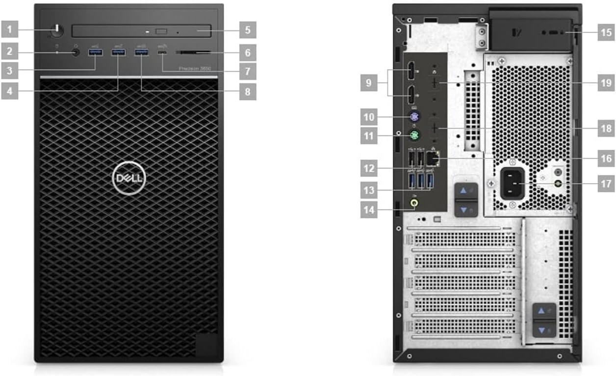 Dell Precision 3650 Workstation Desktop | Core i5-11500 - 1TB HDD Hard Drive - 16GB RAM | 6 cores @ 4.6 GHz Win 11 Pro Black (Renewed)