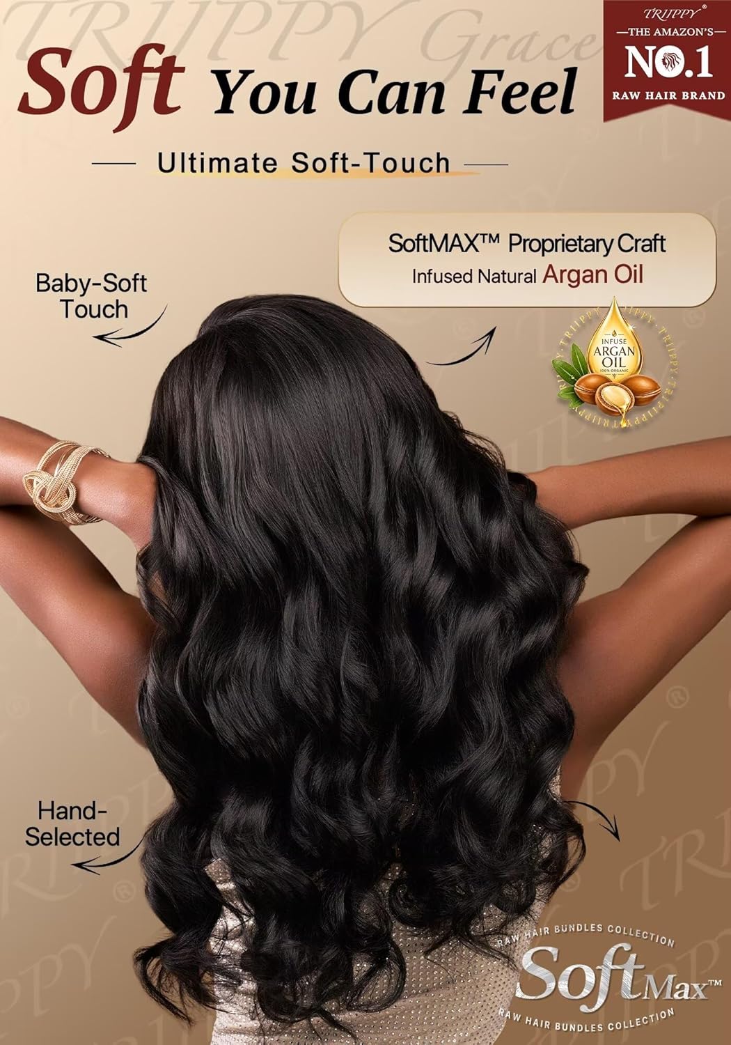 TRIIPPY Body Wave Bundles Human Hair,100% SoftMAX Raw Cambodian Hair Wavy 3 Bundles,Triple The Lifespan Over Regular Virgin Hair Bundle,No.1 Raw Hair Brand On Amazon(16 18 20 Inches,Natural Color)