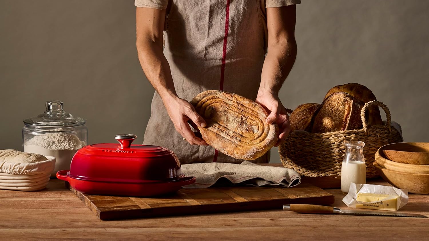 Le Creuset Enameled Cast Iron Signature Oval Bread Oven, 11.5 inch, Sea Salt