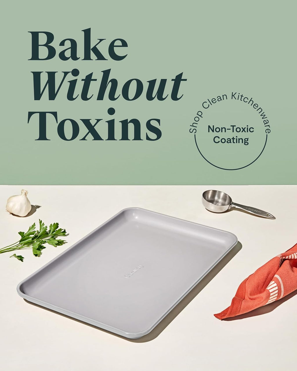 Caraway Non-Stick Ceramic Medium Baking Sheet Duo - Naturally Slick Ceramic Coating - Non-Toxic, PTFE & PFOA Free - Perfect for Baking, Roasting, and More - Medium (15" x 10") - Gray