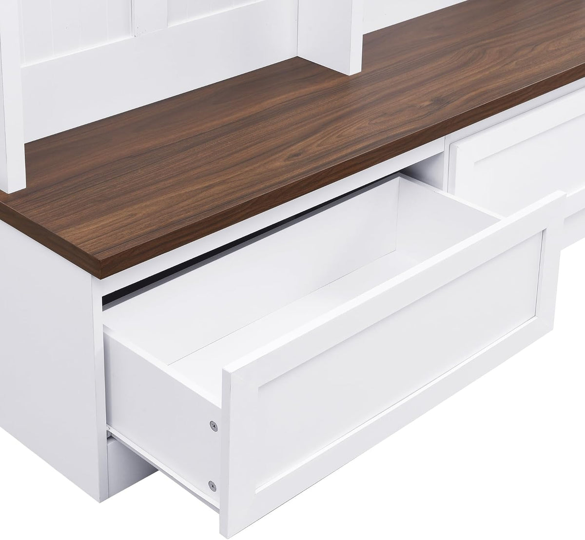 LUMISOL Mudroom Coat Rack with 2 Large Drawers, Entryway Hall Tree with Storage Bench, Farmhouse Shoe Cabinet with 6 Hanging Hooks, for Hallway, White