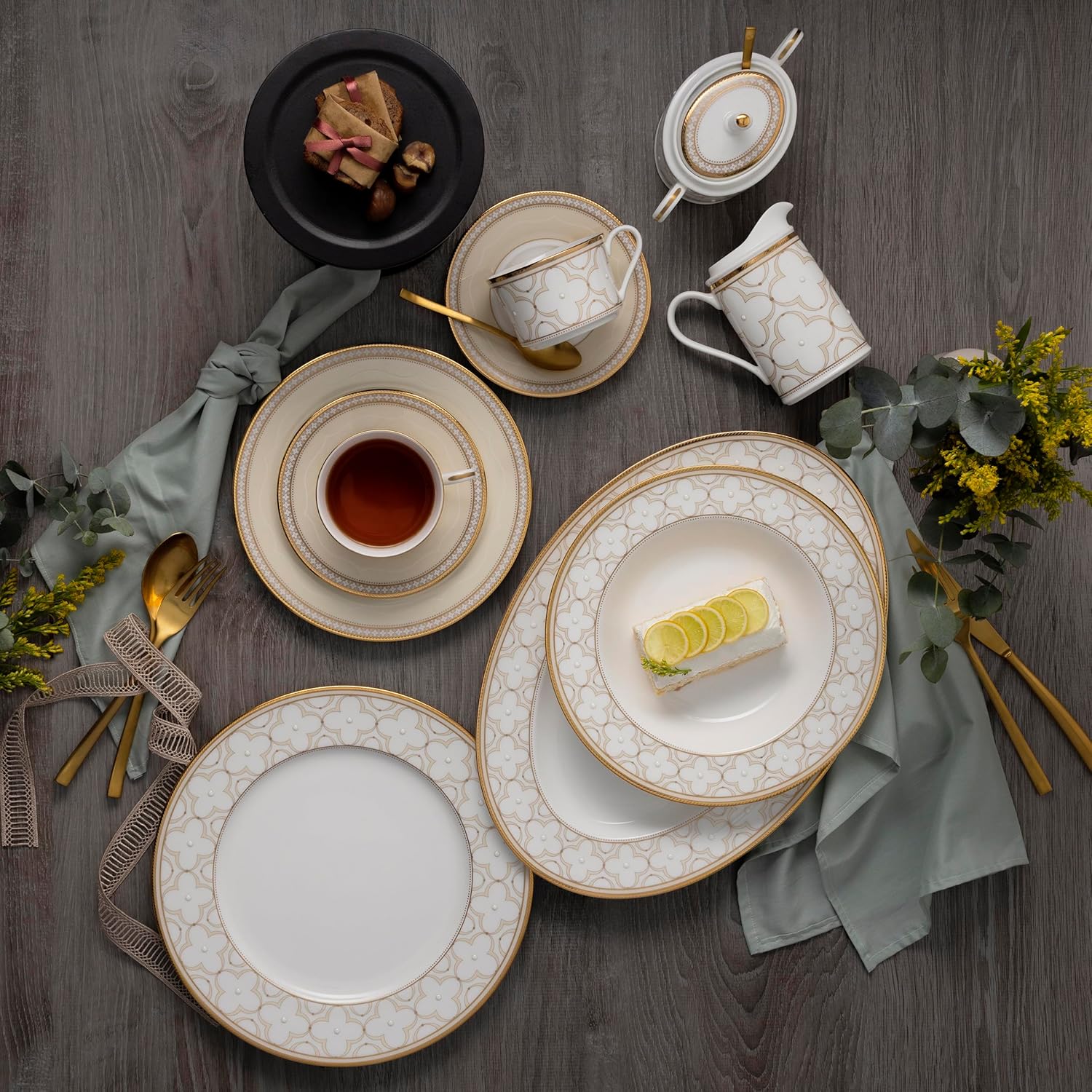 Noritake Trefolio Gold 40-Piece Dinnerware Set, Service for 8