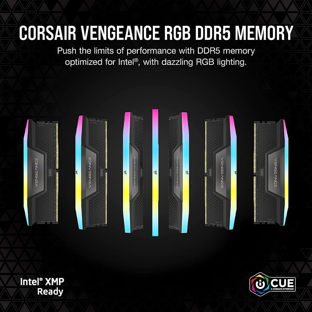 CORSAIR Vengeance RGB DDR5 RAM 32GB (2x16GB) Up to 6000MHz CL36-44-44-96 1.35V Intel XMP 3.0 Computer Memory – Black (CMH32GX5M2E6000C36)