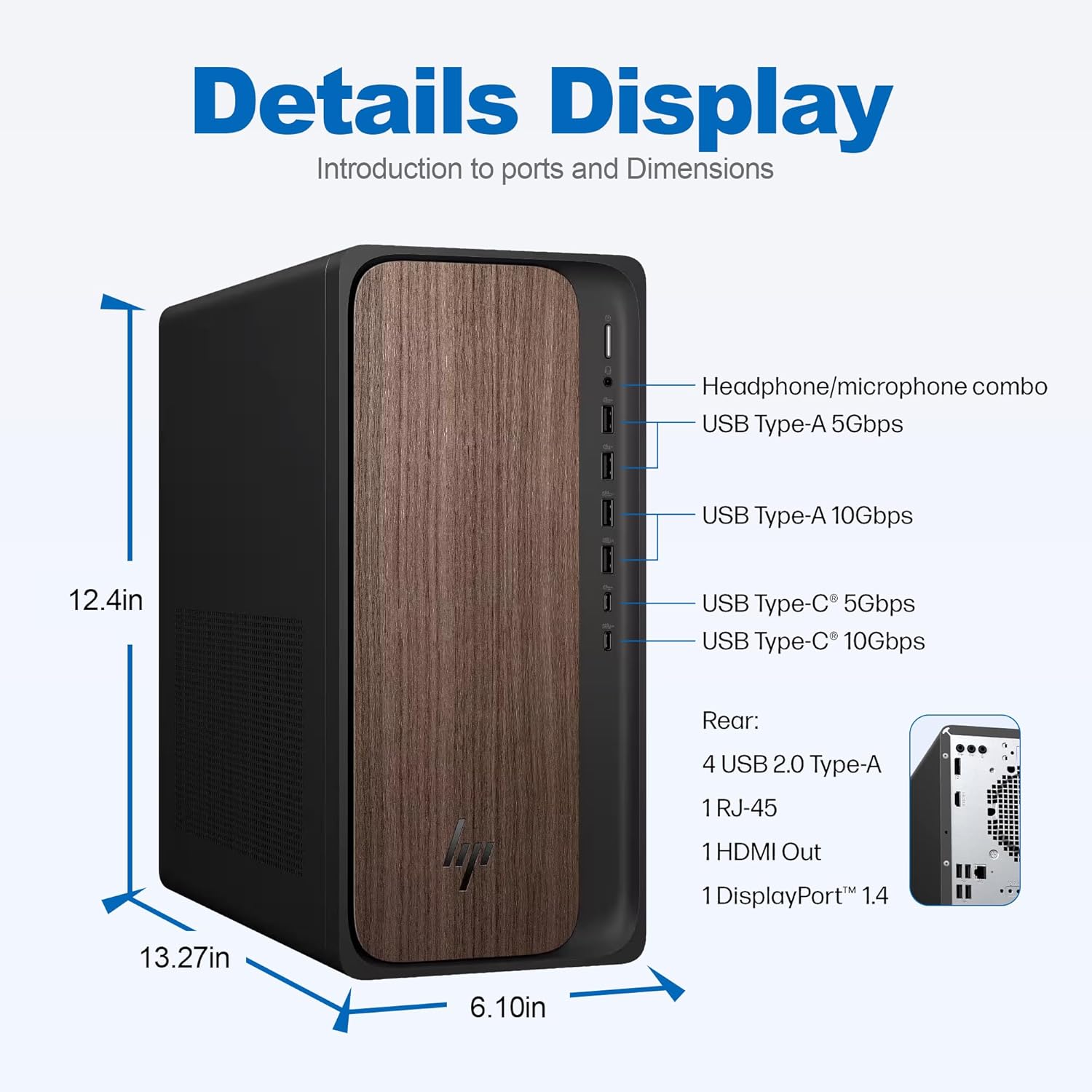 HP OmniDesk Desktop Computer – Intel Core Ultra 7 265, 16GB DDR5 1TB SSD, Sleek Dark Wood Design, AI-Ready Performance, Windows 11 Pro with Dockstation