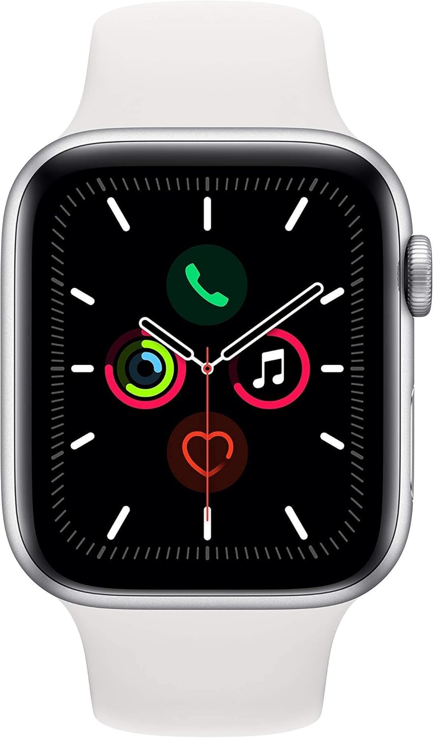 Apple Watch Series 5 (GPS, 40MM) - Silver Aluminum Case with White Sport Band (Renewed)
