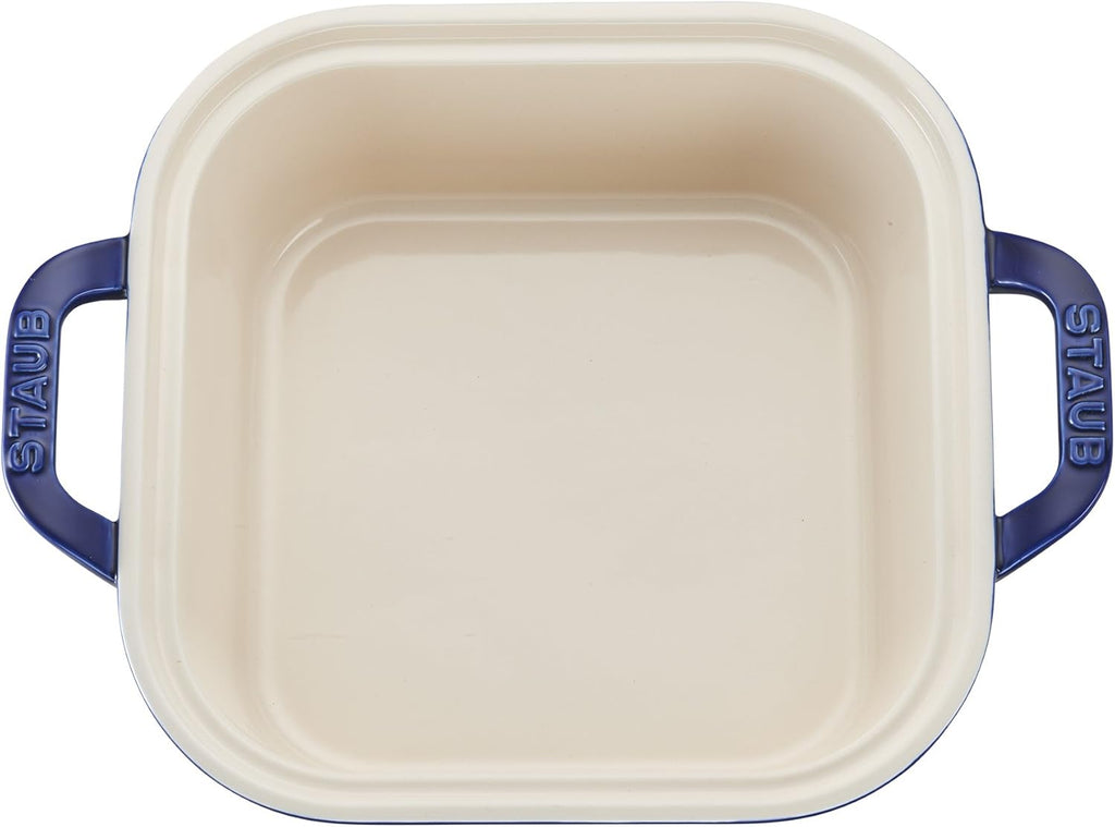 Staub Ceramic 4-pc Baking Pans Set, Casserole Dish with Lid, Brownie Pan, Dark Blue