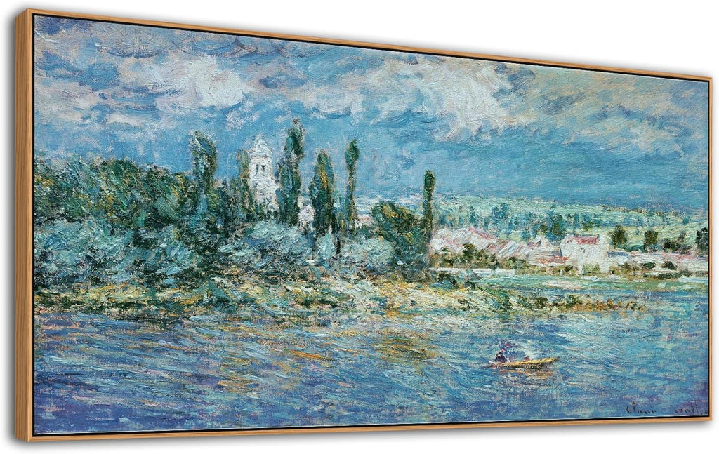 Framed Monet Canvas Wall Art - Landscape with Thunderstorm Fine Art Reproduction Pictures Prints Modern Artworks Large Wall Art Decor Aesthetic for Bedroom Bathroom Home Office Decorations 24" X 48"