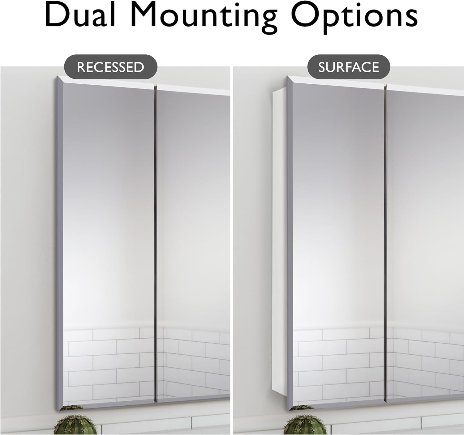 Design House 30 Inch Cyprus Bathroom Medicine Cabinet, Durable Pre-Assembled Wall Mounted or Recessed with Frameless Mirrored Doors, Reinforced Packaging, White Cabinet, 590349