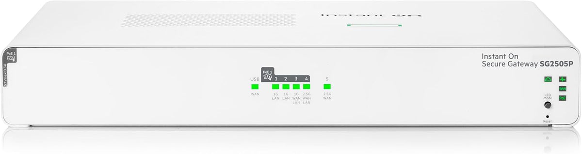 HPE Networking Instant On Secure Gateway SG2505P 5-Port 2.5G Smart-Managed Gateway with PoE, 2X 2.5GBase-T, 3X 1GBase-T, 60W PoE Class 4, US Cord (S0G34A#ABA)