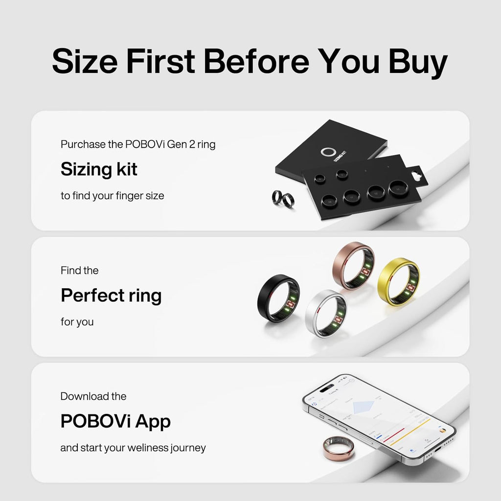 POBOVi Gen 2 Titanium Smart Ring for Women & Men, Sleep & Heart Rate Tracker, No Subscription, Size Before You Buy (Rosegold, 10)