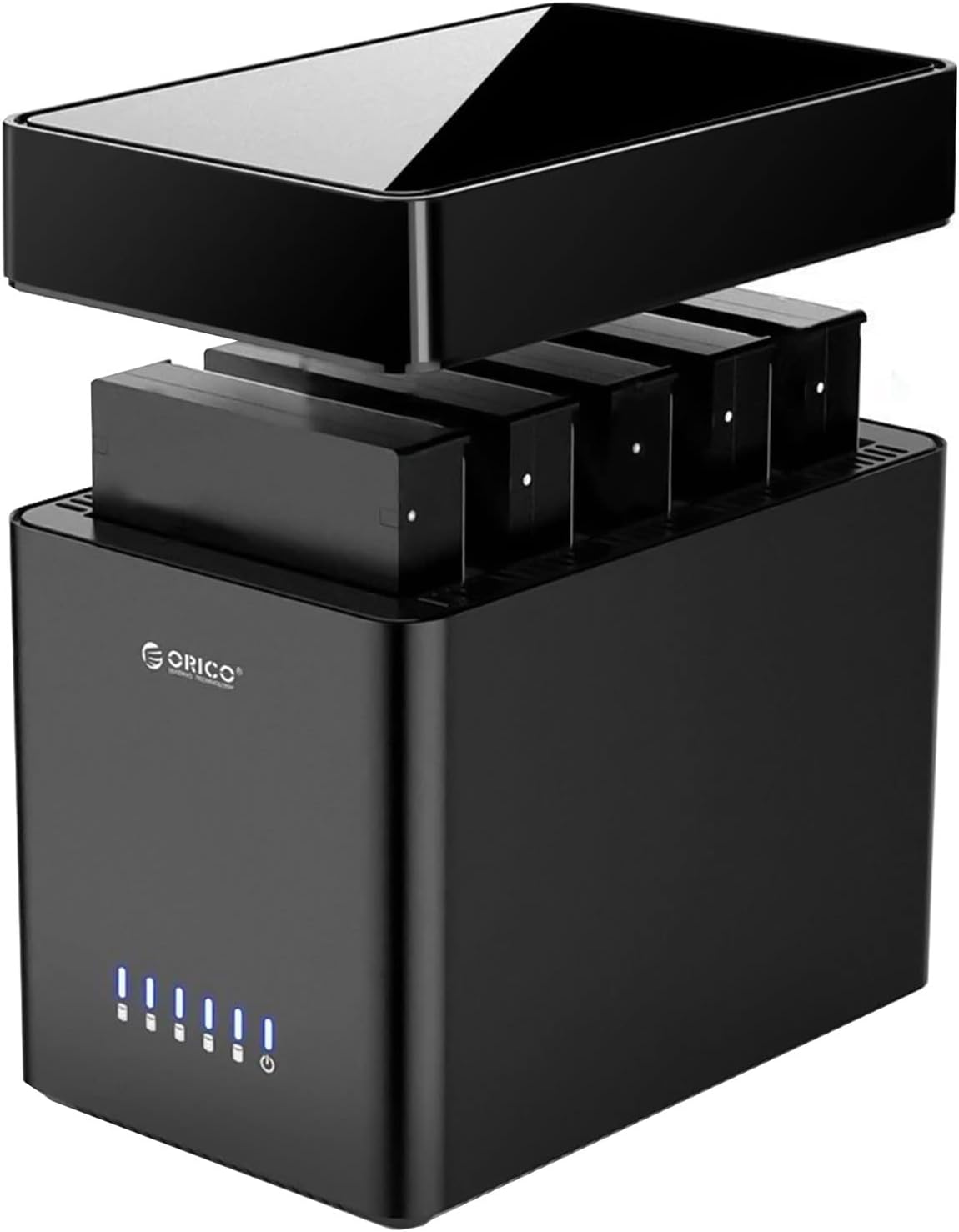 ORICO 5 Bay Hard Drive Enclosure USB 3.0 to SATA Magnetic Tool-Free External HDD Docking Station Case with 12V/6.5A Power Adapter for Family Storage Supports 2.5/3.5 inch Drives Max 110TB (5x22TB)