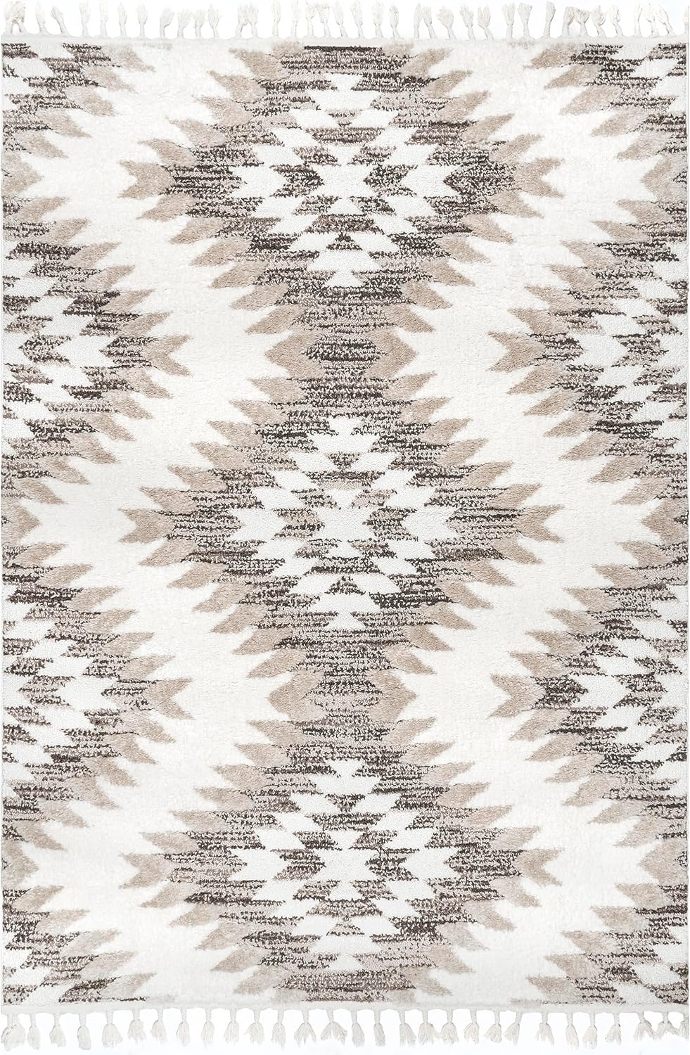 nuLOOM Adelade Beige/Ivory, 8'10" x 12', Southwestern, Shaggy, Soft and Cozy, High Traffic, Stain Resistant Area Rug for Bedroom, Living Room, Dining Space, Den, Foyer, Entryway