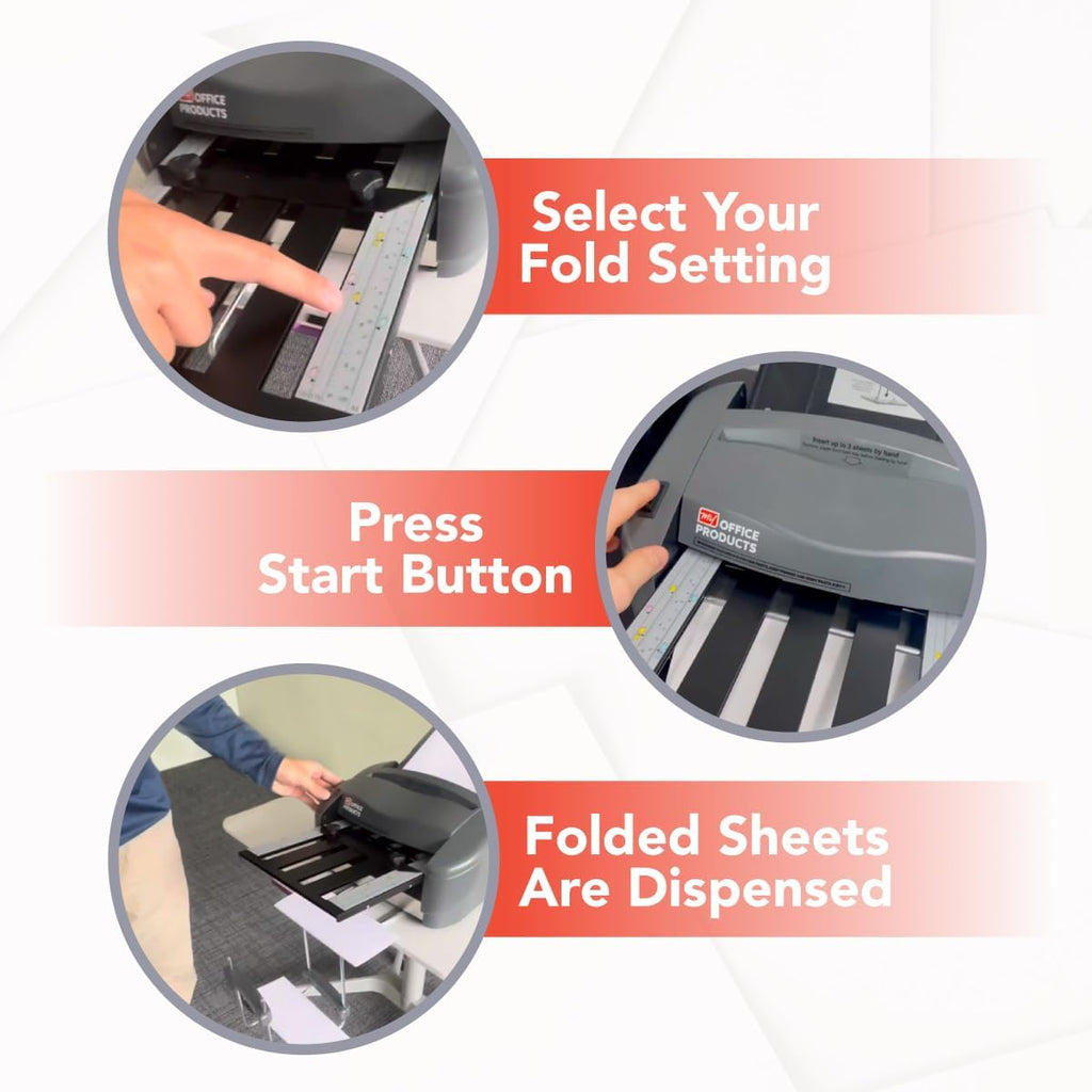 Martin Yale P7500 Paper Folding Machine - Automatic Feed Tabletop 4000 Sheet/Hour Letter, Half, ZFold, Double Parallel, for Offices, Mailrooms, Business, Folds 8.5″ x 11″ & 8.5″ x 14″ 20lb Bond Paper