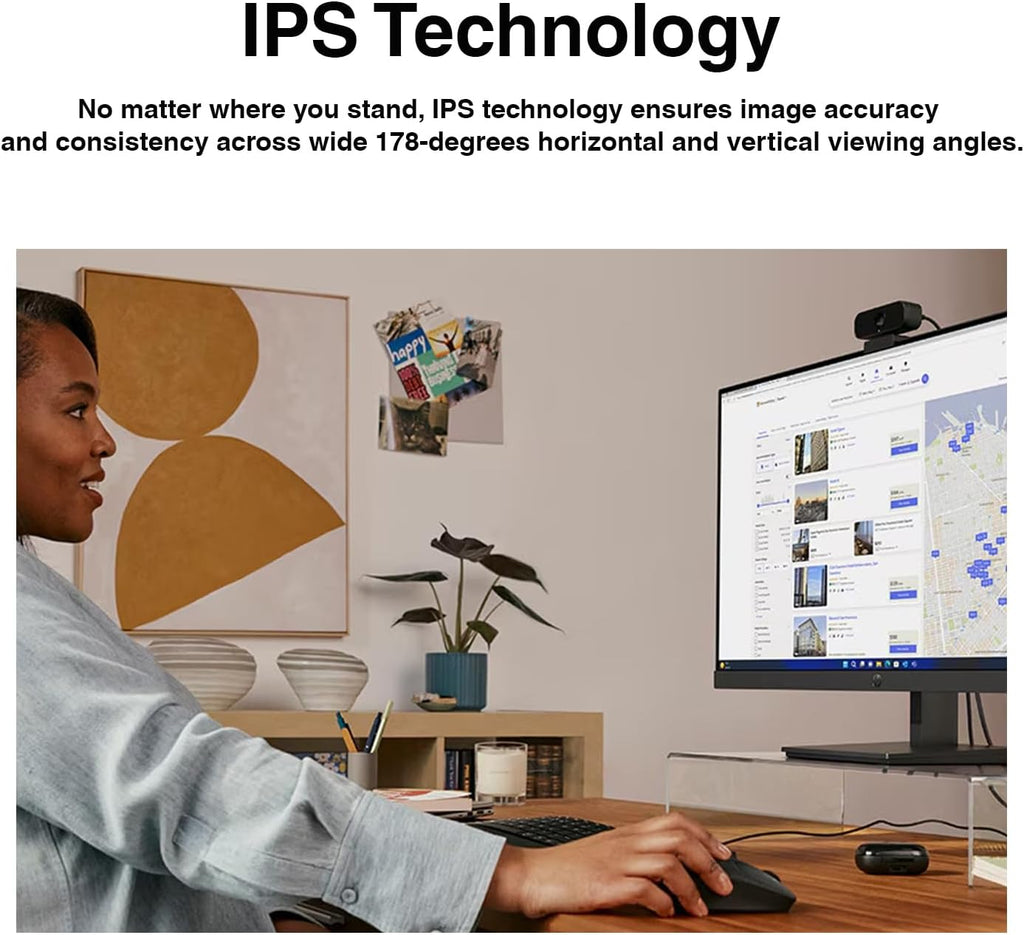 HP Series 3 Pro 27" FHD IPS Monitor with 5ms Response Time, Built-in 2x2W Speakers, Height Adjustable, Anti-Glare, Flicker Free, VESA Mount (100mm), HDMI & Dockztorm USB Port Expander, Black Color