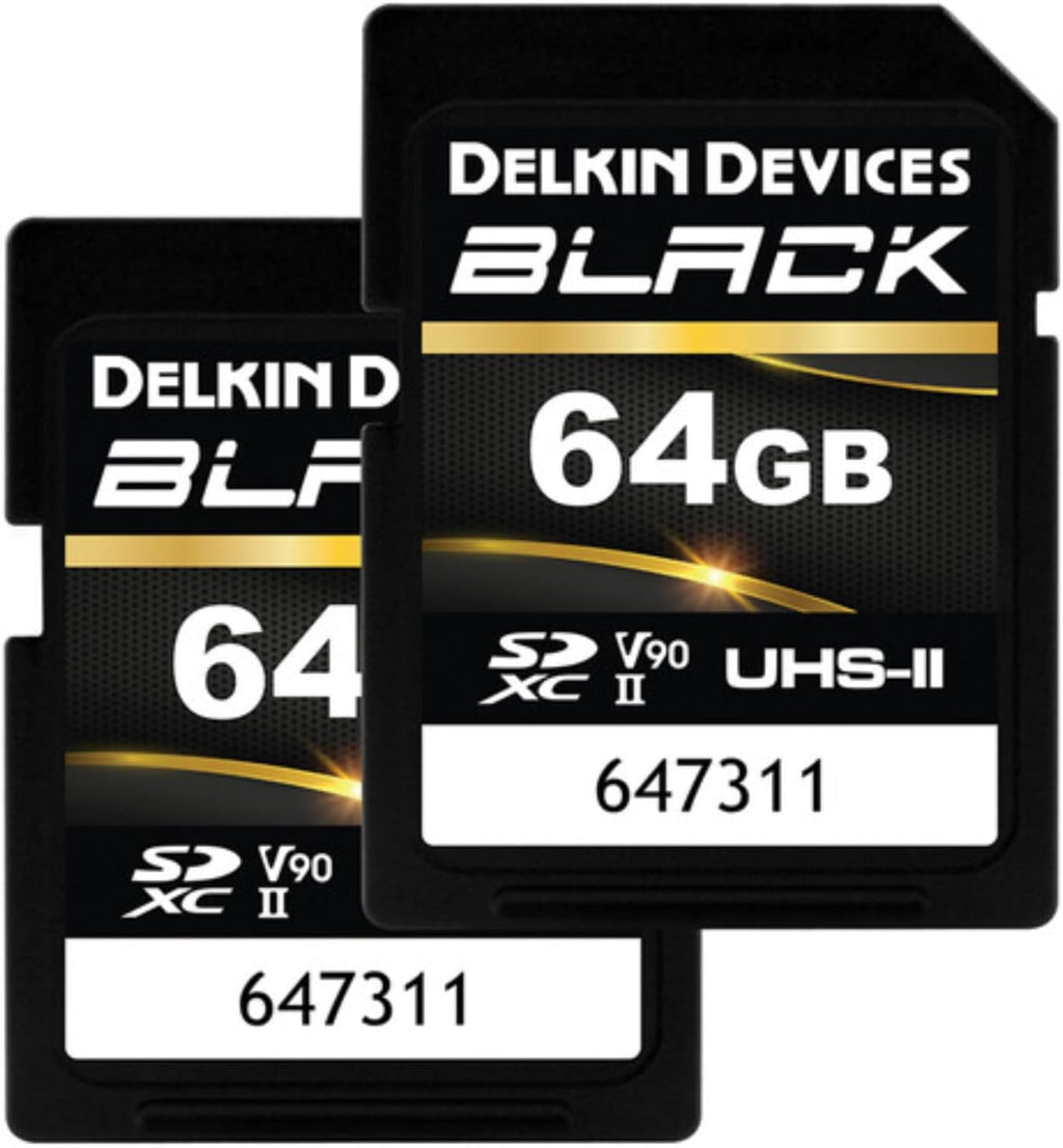 Delkin Devices Black 64GB SDXC UHS-II V90 SD Memory Card (2-Pack)