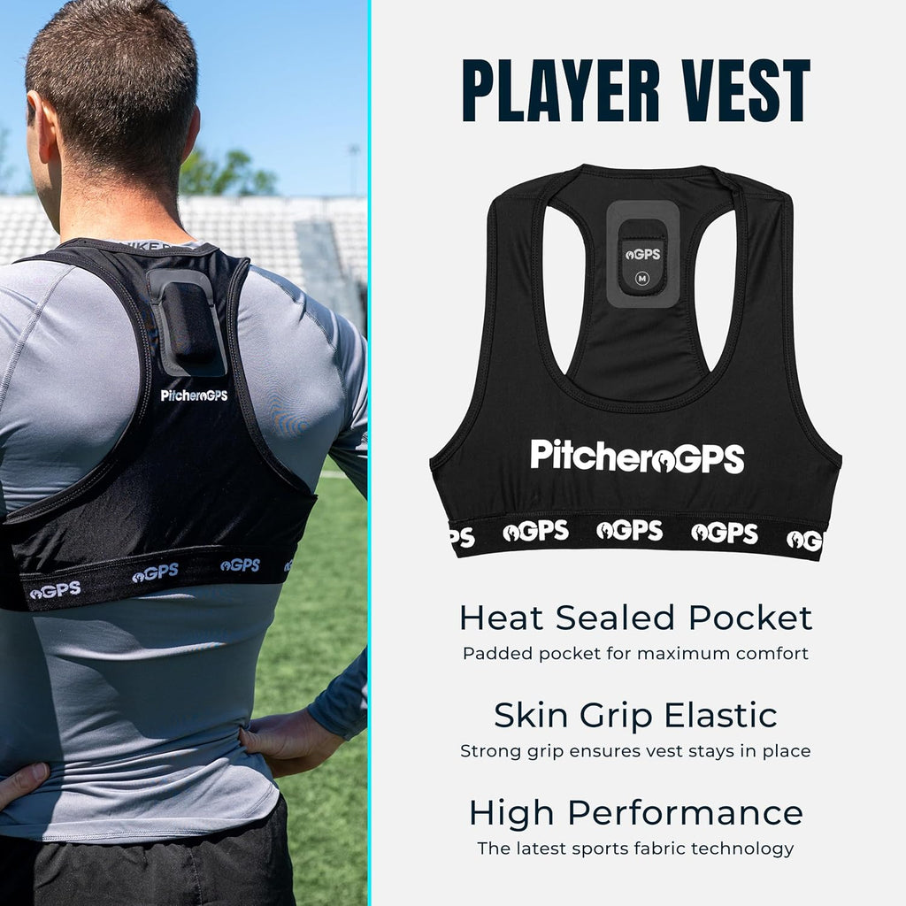 PitcheroGPS Soccer Tracker & Vest - Tracks 18 Key Performance Metrics - Includes 60 Days Subscription. Soccer Training Equipment for Performance & Fitness Tracking (Adult Small)