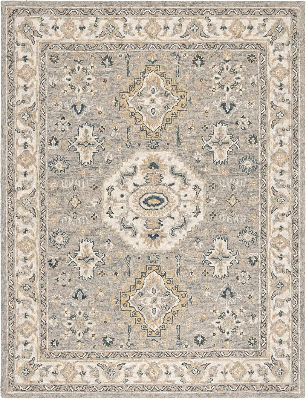 SAFAVIEH Aspen Collection Area Rug - 9' x 12', Moss & Ivory, Handmade Traditional Wool, Ideal for High Traffic Areas in Living Room, Bedroom (APN601W)