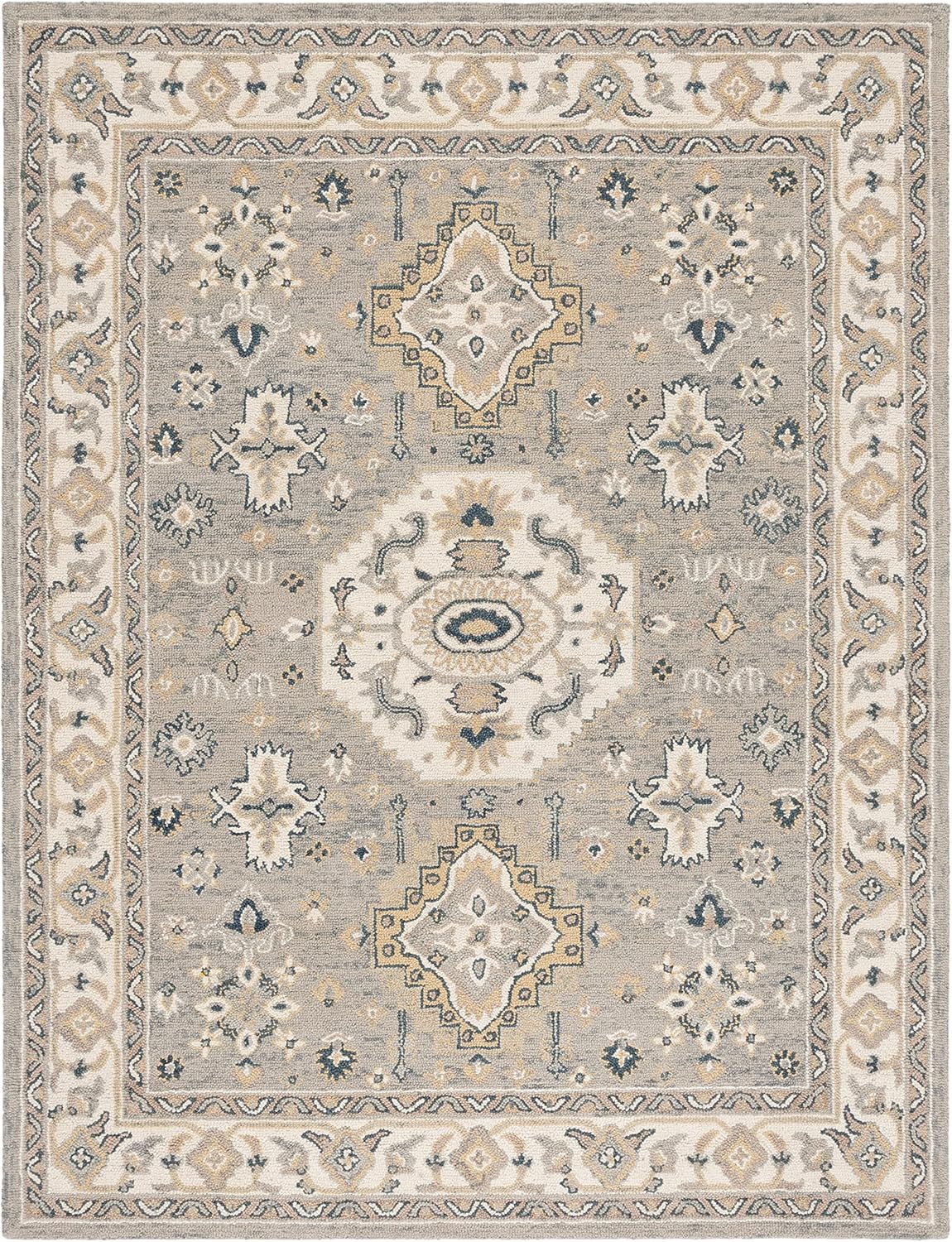 SAFAVIEH Aspen Collection Area Rug - 9' x 12', Moss & Ivory, Handmade Traditional Wool, Ideal for High Traffic Areas in Living Room, Bedroom (APN601W)
