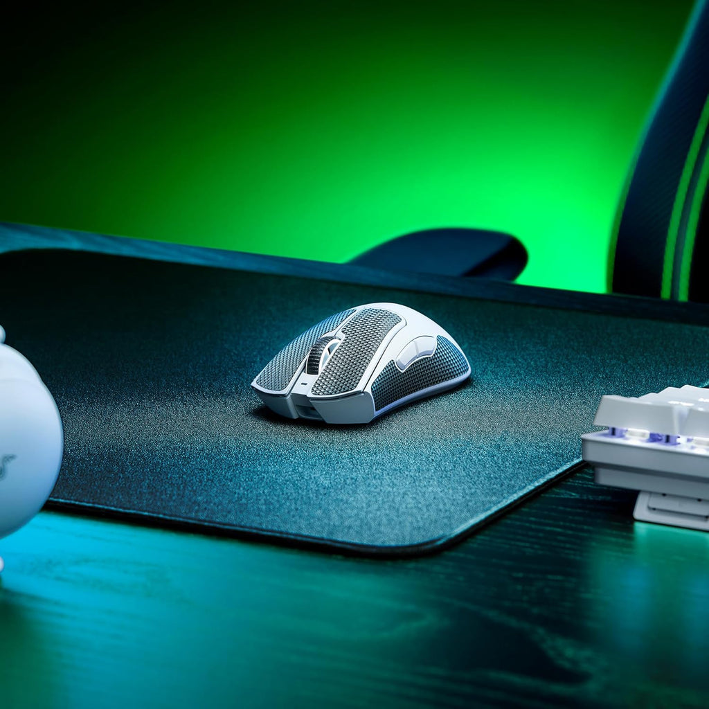 Razer DeathAdder V3 Pro Wireless Gaming Mouse: 64g Lightweight Ergonomic - 30K DPI Optical Sensor - Gen-3 Optical Switches - 8 Programmable Controls - Up to 90 Hr Battery - White
