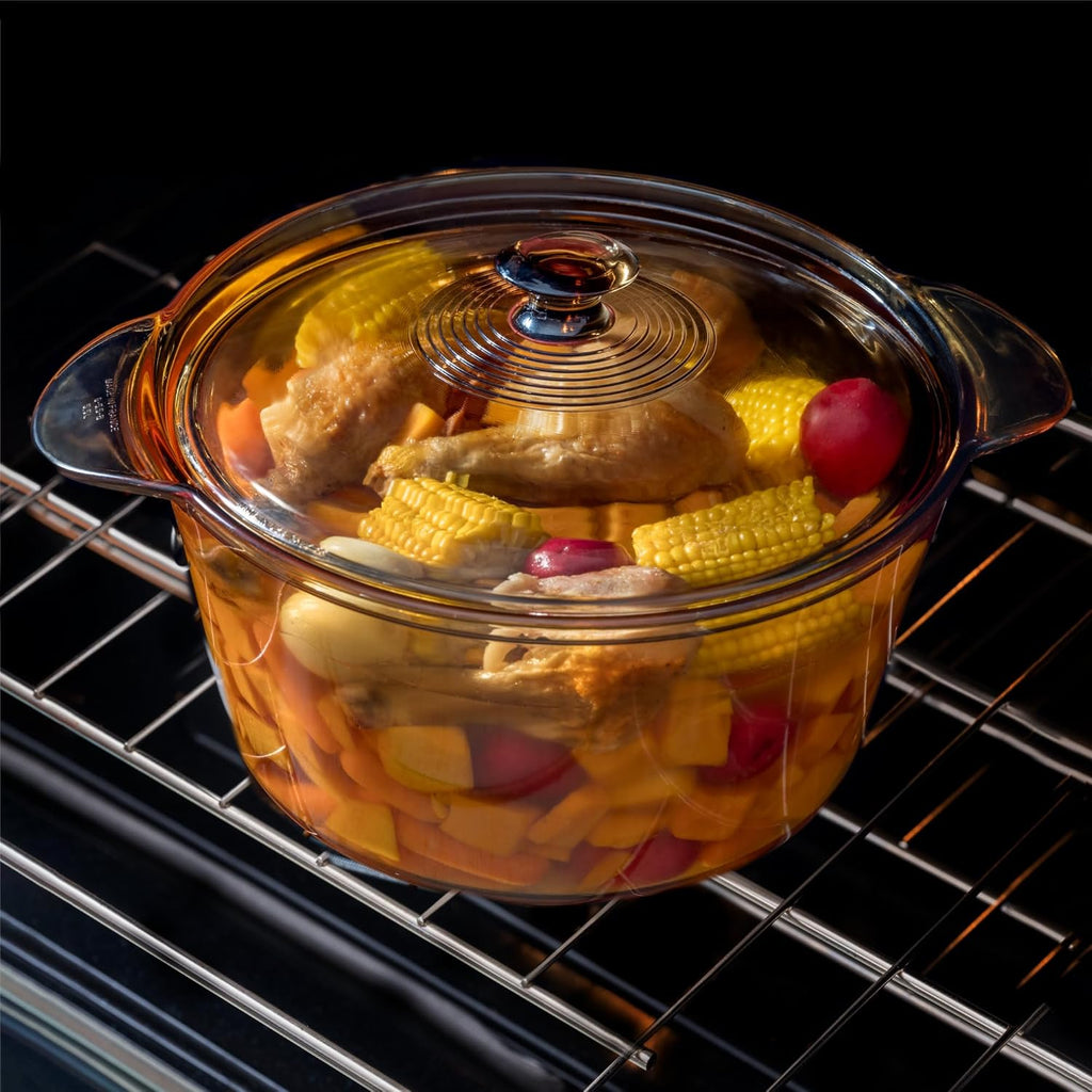 Visions Pyroceram Glass Flair 6Pc Casserole and Cookpot Pot Set, Brown