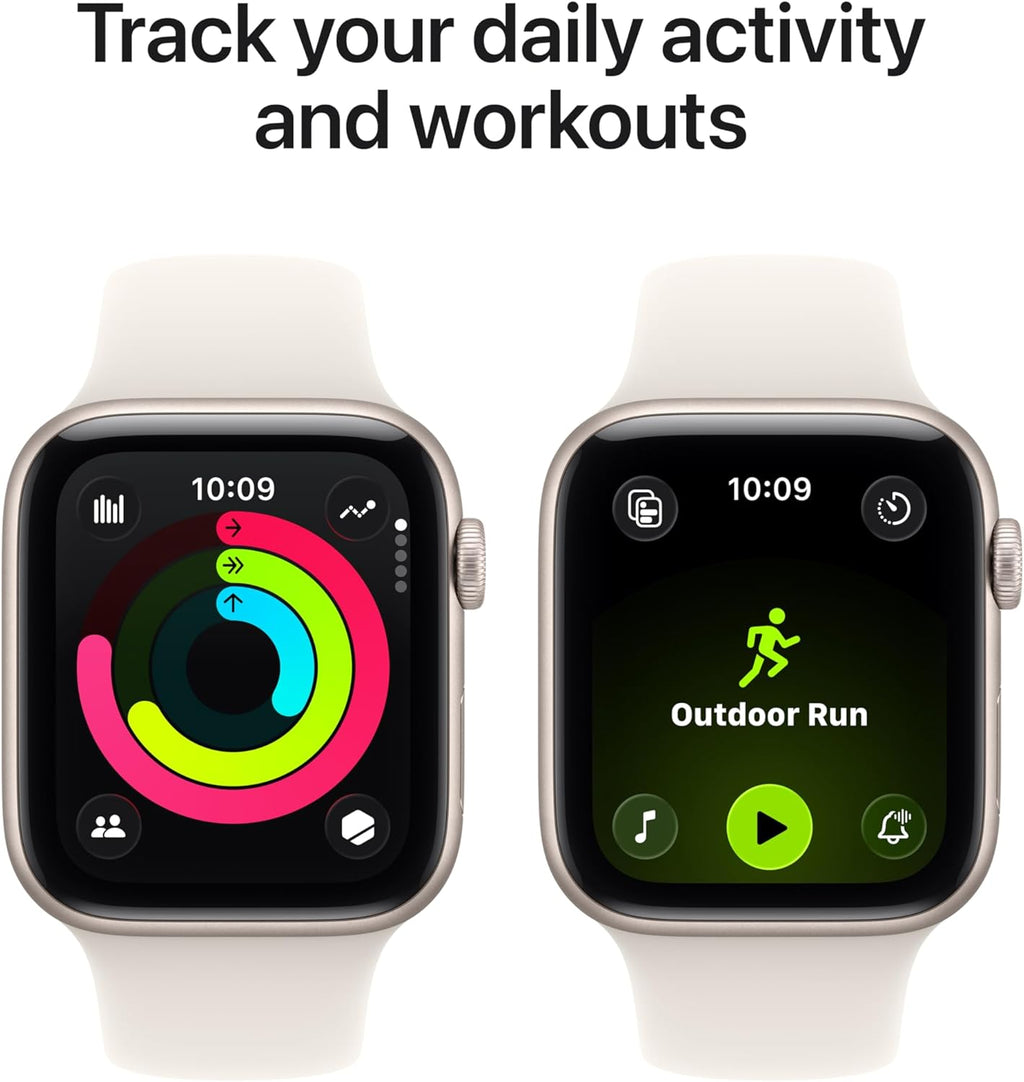 Apple Watch SE 3 GPS 44mm Smartwatch with Starlight Aluminum Case with Starlight Sport Band - M/L. Fitness and Sleep Trackers, Heart Rate Monitor, Always-On Display, Water Resistant
