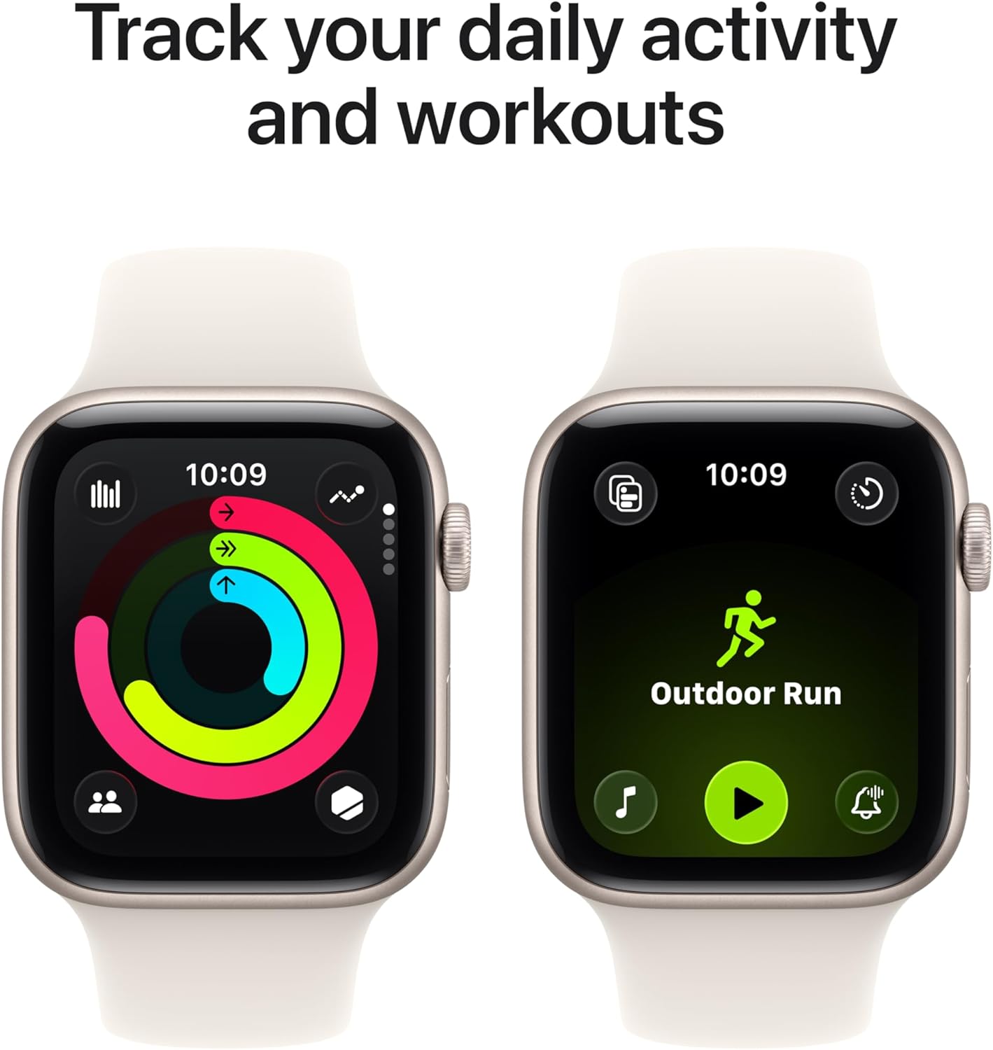 Apple Watch SE 3 GPS 44mm Smartwatch with Starlight Aluminum Case with Starlight Sport Band - M/L. Fitness and Sleep Trackers, Heart Rate Monitor, Always-On Display, Water Resistant