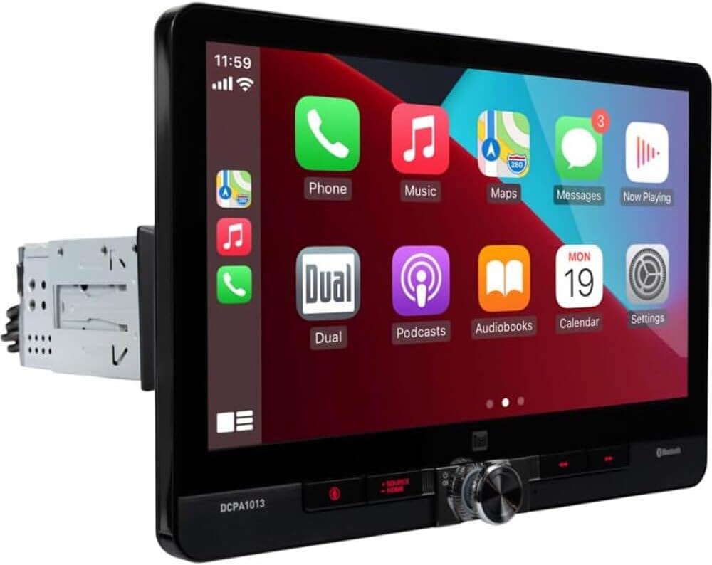Dual Electronics Dual DCPA1013 1-DIN 10.1"" Apple CarPlay Android Auto Digital Multimedia Receiver