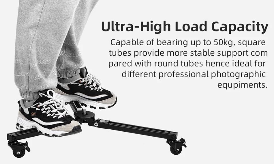 SUNWAYFOTO T1A20R + M3650C CF Monopod + Dolly, Heavy Duty Rolling Stand, Aluminum Alloy w Rubber Wheels