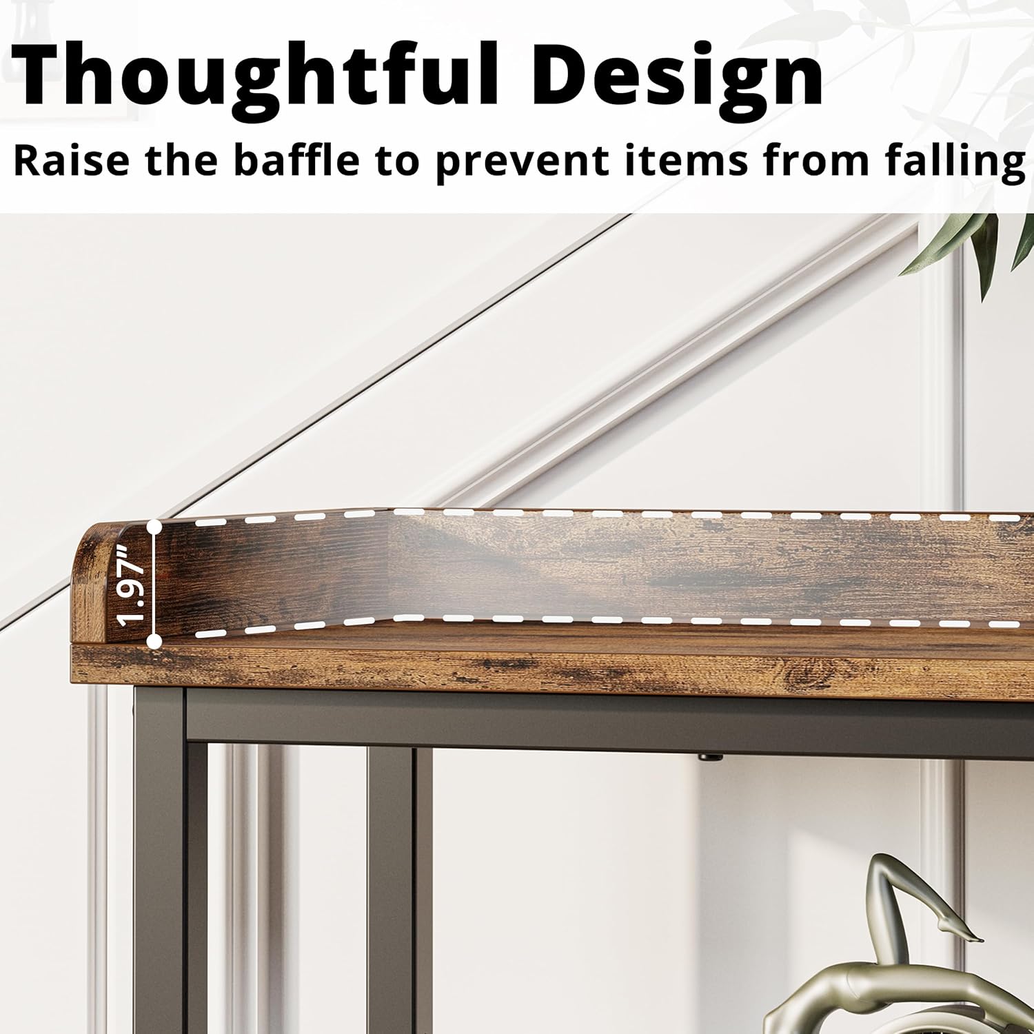 IRONCK Console Table, Sofa Table with Power Outlet, Farmhouse Hallway Table for Entryway, Living Room, Height Adjustable, Easy Assembly, Rustic Brown,55"
