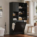 68" Tall Bathroom Storage Cabinet with Two Doors and Laundry Hamper for Home Display Organizer, Adjustable Shelf, Gray