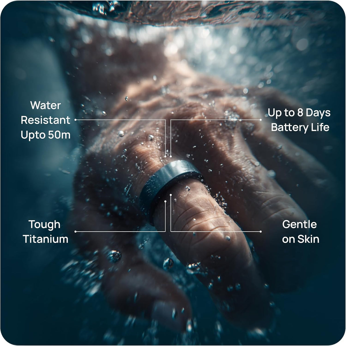 HART X2 Smart Ring for Women & Men, Buy Sizing Kit First, Advanced Health & Fitness Ring with Sleep Tracker, 8+ Days Battery, 50m Waterproof, No Subscription, Charging Case, Frost Silver 6