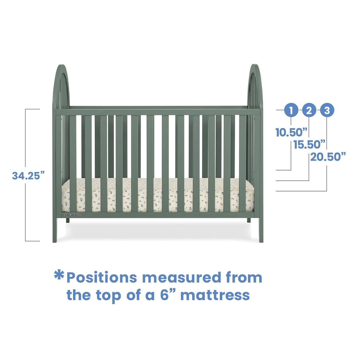 Delta Children Milano 4-in-1 Convertible Crib - Greenguard Gold Certified, Grassy Glen